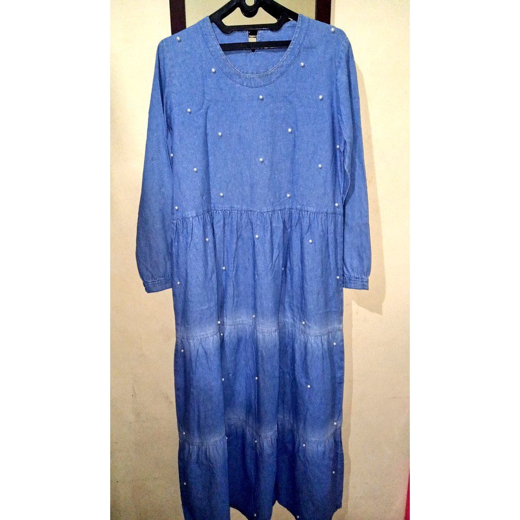 preloved - gamis denim mutiara