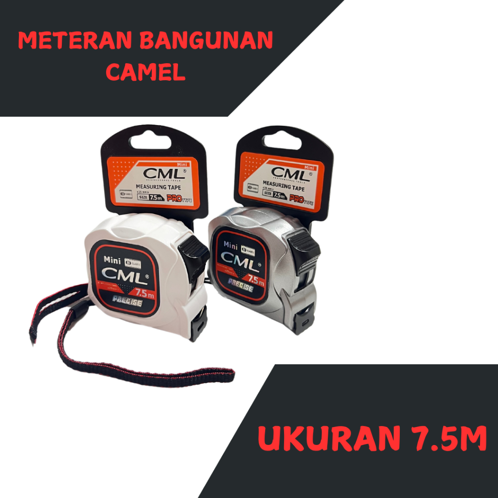 SAB Meteran Tukang / Measuring Tape / Meteran Camel Mini Ukuran 3 Meter, 5 Meter, dan 7,5 Meter Mete