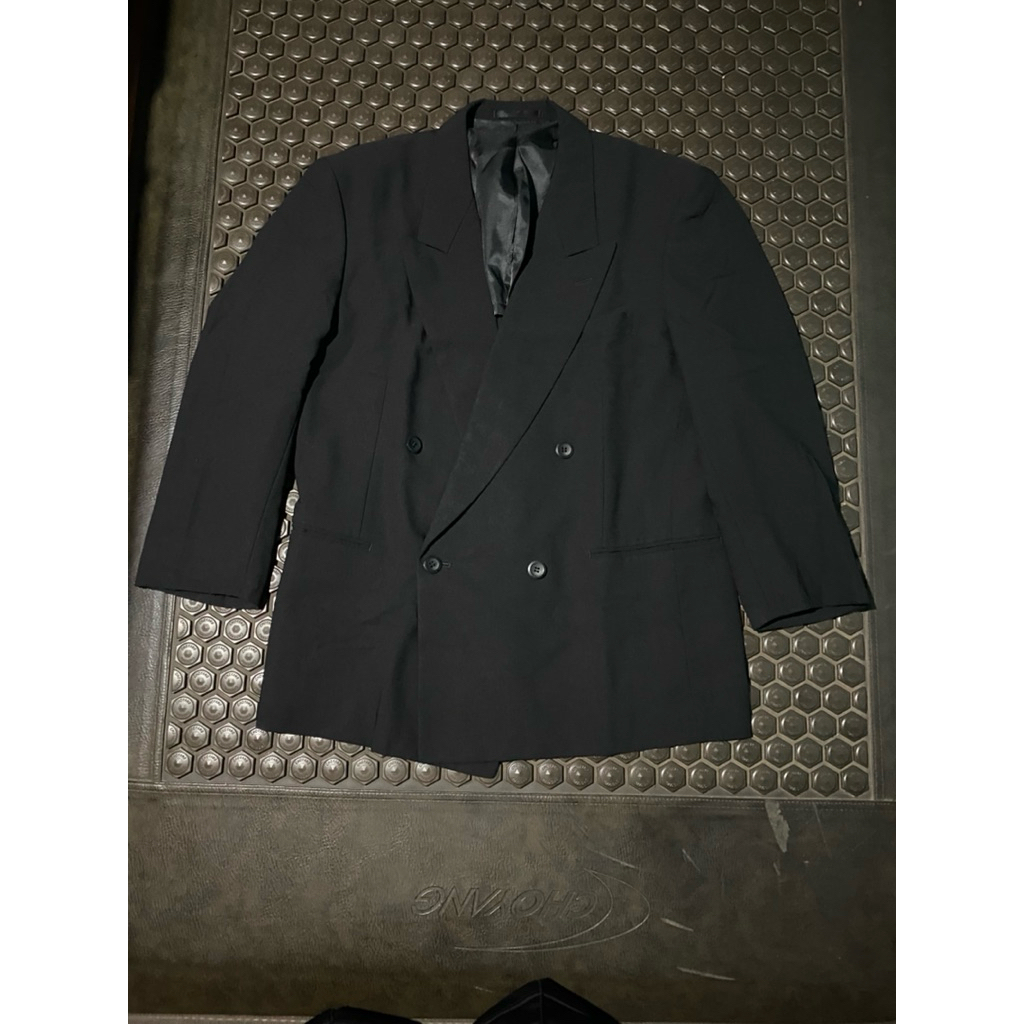BLAZER JAS DOUBLE BREASTED HITAM PEKAT VIERNES UOMO MEWAH BRANDED