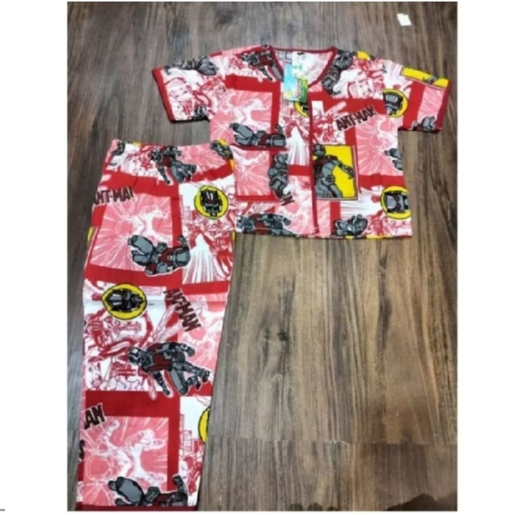 Baju Tidur Anak Cowok Viron 4-6 Piyama Anak Katun Premium Adem