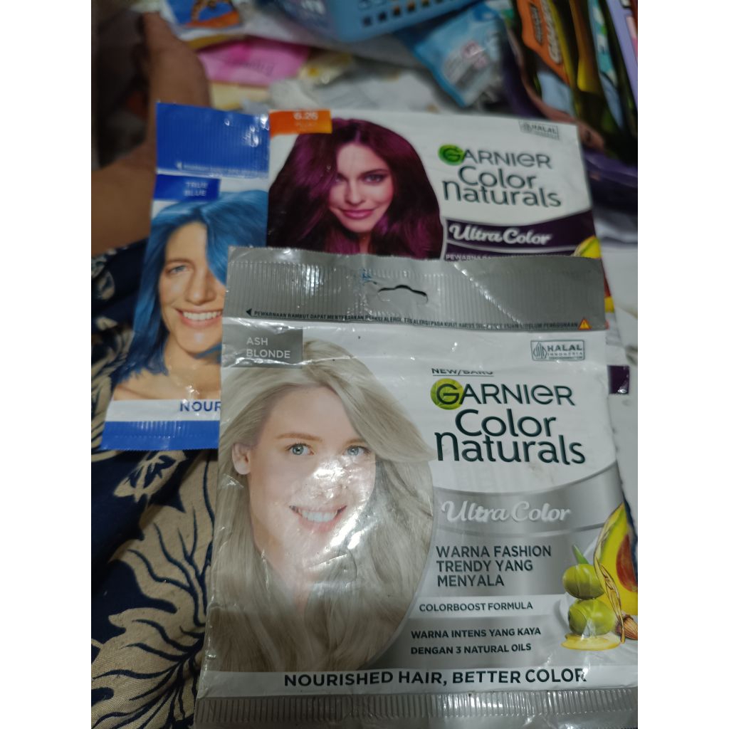 Pewarna rambut Garnier true blue, plum red,ashblunde