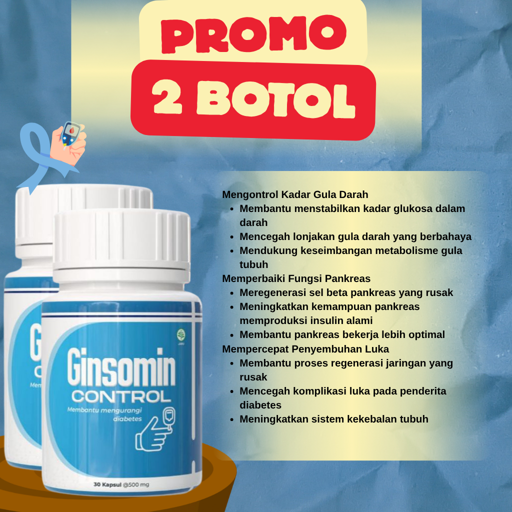 Paket 2 Botol Ginsomin Control Obat Diabetes Ampuh Susu Labu China Atasi Gula Darah Basah Kering Neu