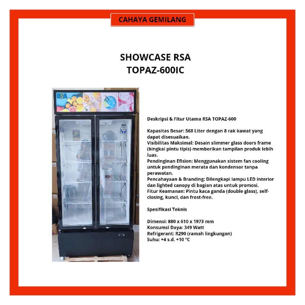 SHOWCASE RSA 2 PINTU - TOPAZ 600IC