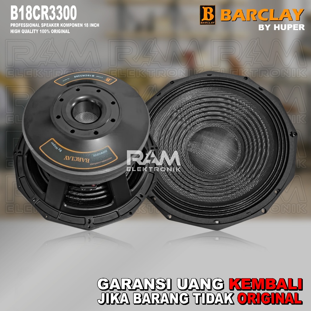 Speaker Komponen 18 Inch Barclay B18CR3300 Khusus Balap 3 Triple Magnet Original