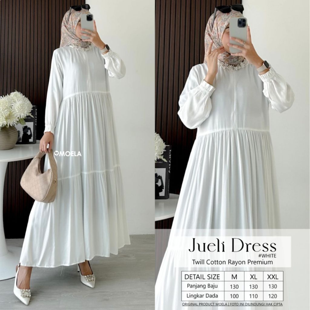 Jueli Dres Gamis Wanita Muslimah Polos Original MOELA