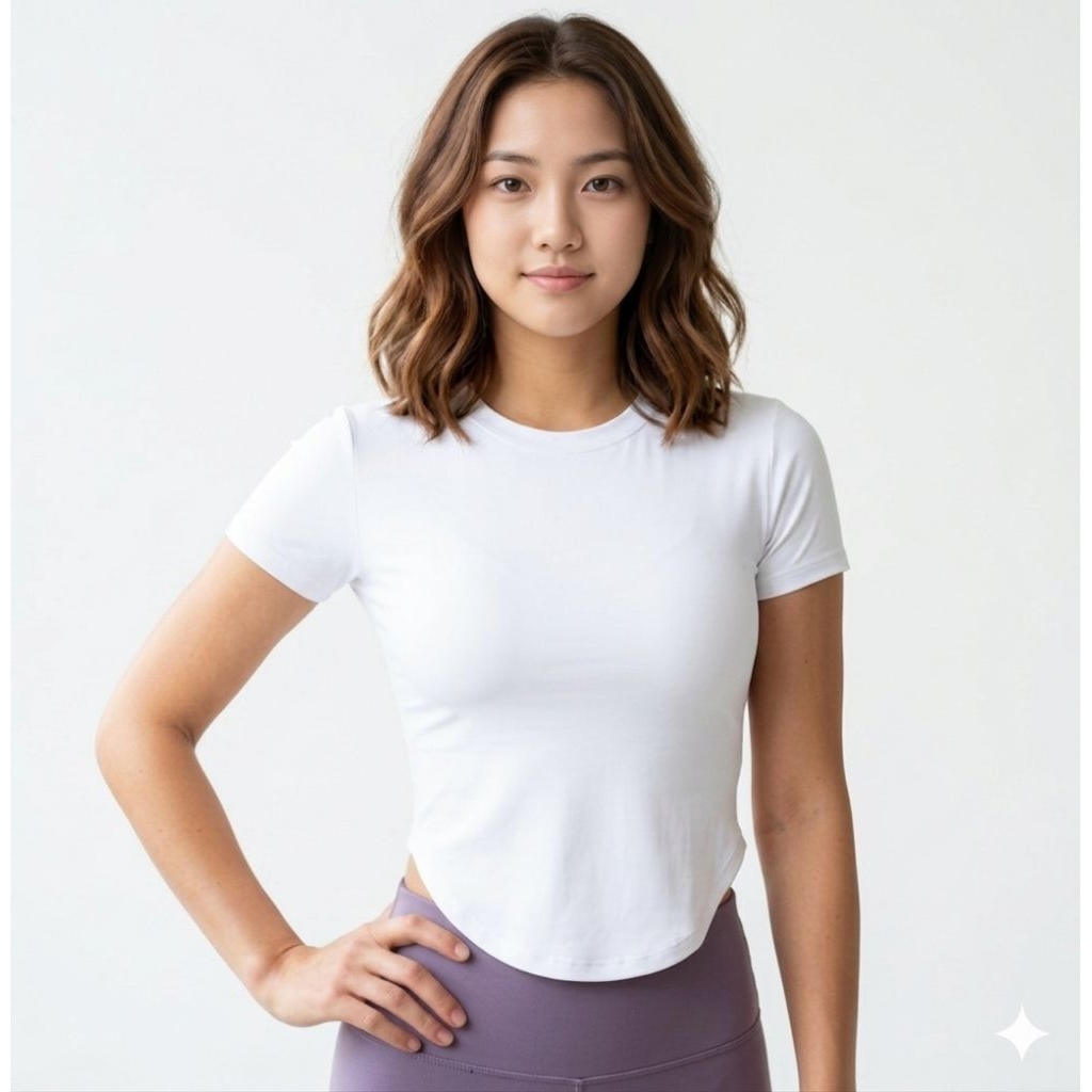 Kaos wanita polos putih lengan pendek dan panjang ukuran standar dan jumbo bahan knit