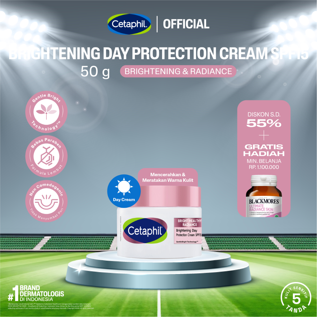 Cetaphil Bright Healthy Radiance Day Protection Cream SPF15 50g dengan Glycerin, White Sea Daffodil 
