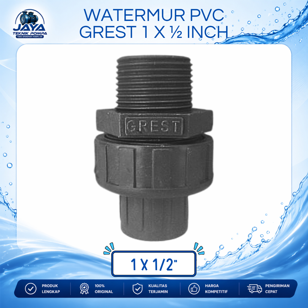 Watermur PVC GREST Ukuran 1 x 1/2 Inch - Sambungan Pipa