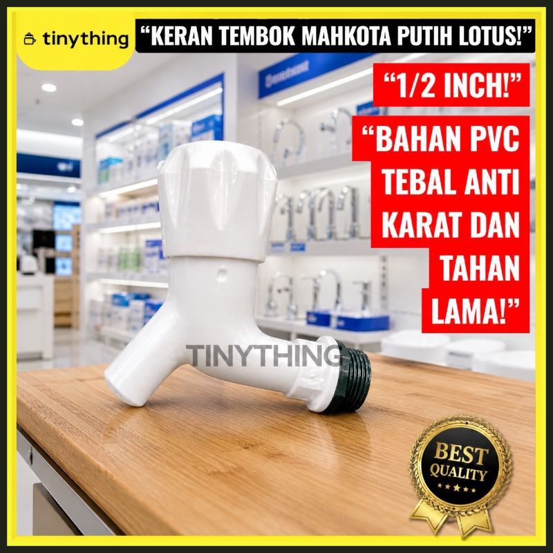 Kran Tembok Taman Cabang Lotus Soligen Jumbo Model Engkol Mahkota PVC Chrome 1/2” / Lotus Soligen Ke