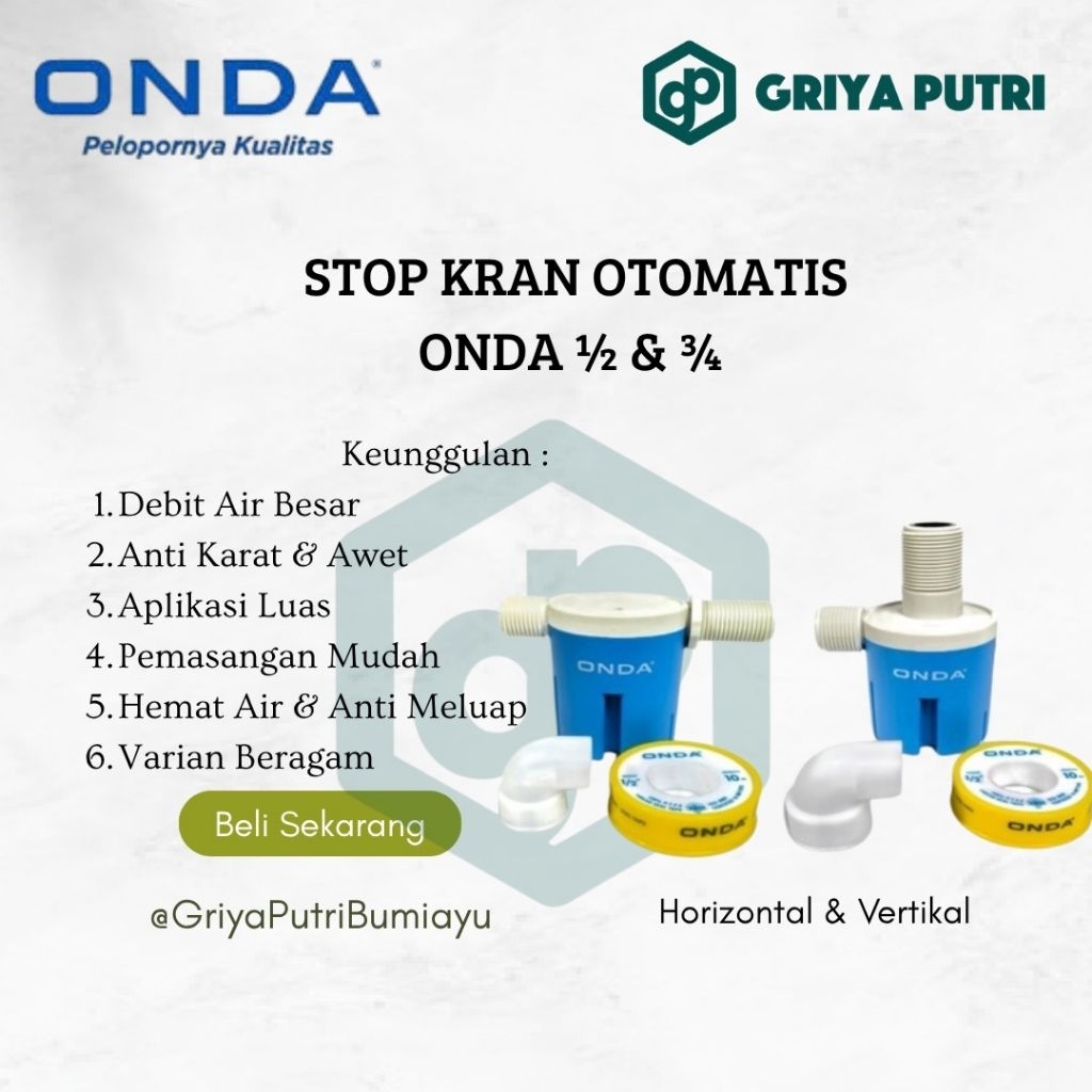 STOP KRAN OTOMATIS ONDA ½ & ¾