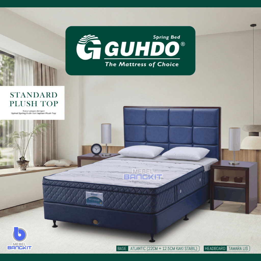 Matras Guhdo Standard Plush Top PT (Kasur saja/SET) Spring bed 90x200 100x200 120x200 140x200 160x20