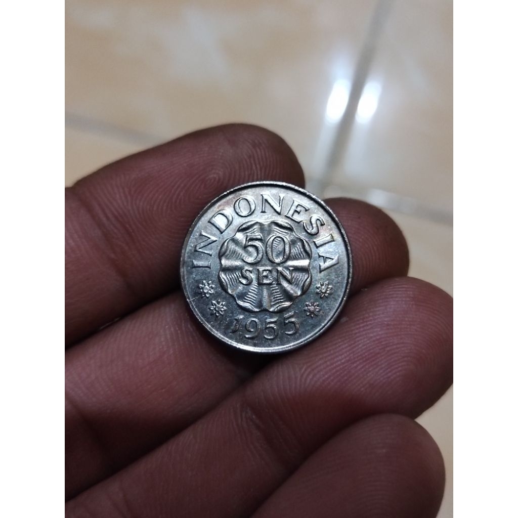Koin Kuno 50 Sen Dipa Negara Seri tahun 1955
