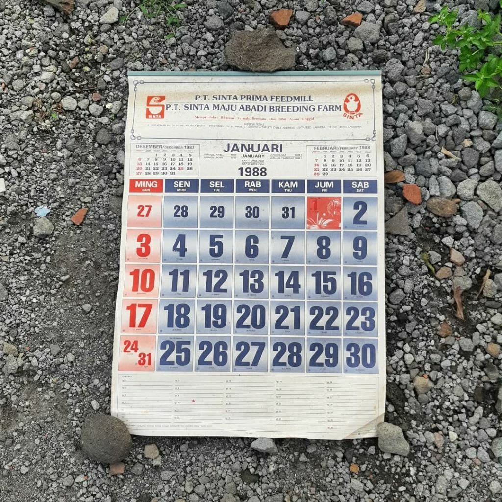 Kalender jadul tahun 1988