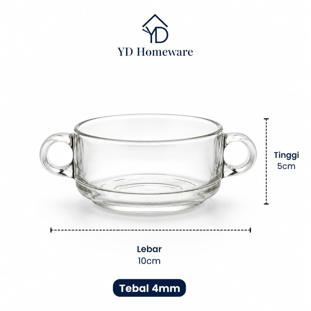 Mangkuk Zuppa Soup Glass Bowl Dengan Ganggang 250ml