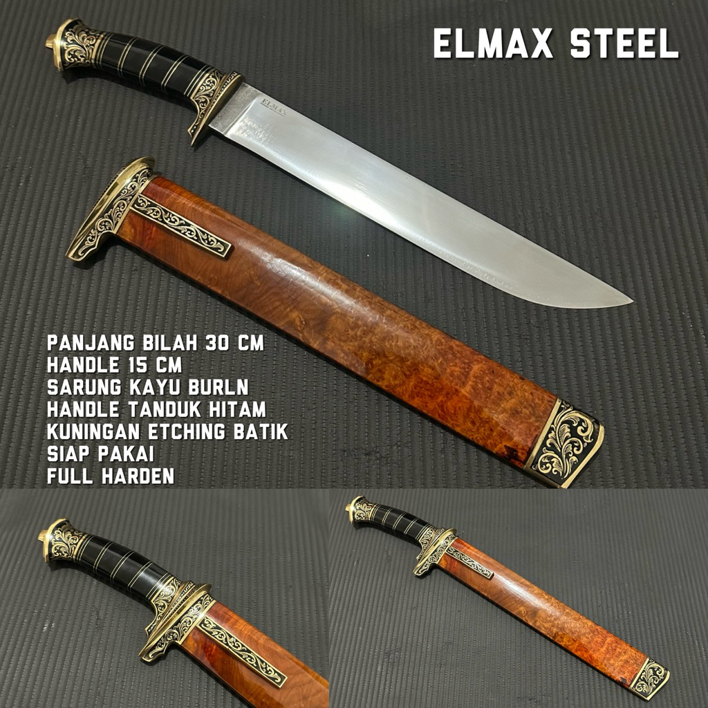 Pisau Sembelih Baja ELMAX ORIGINAL Panjang 30 cm Tahan Karat siap digunakan