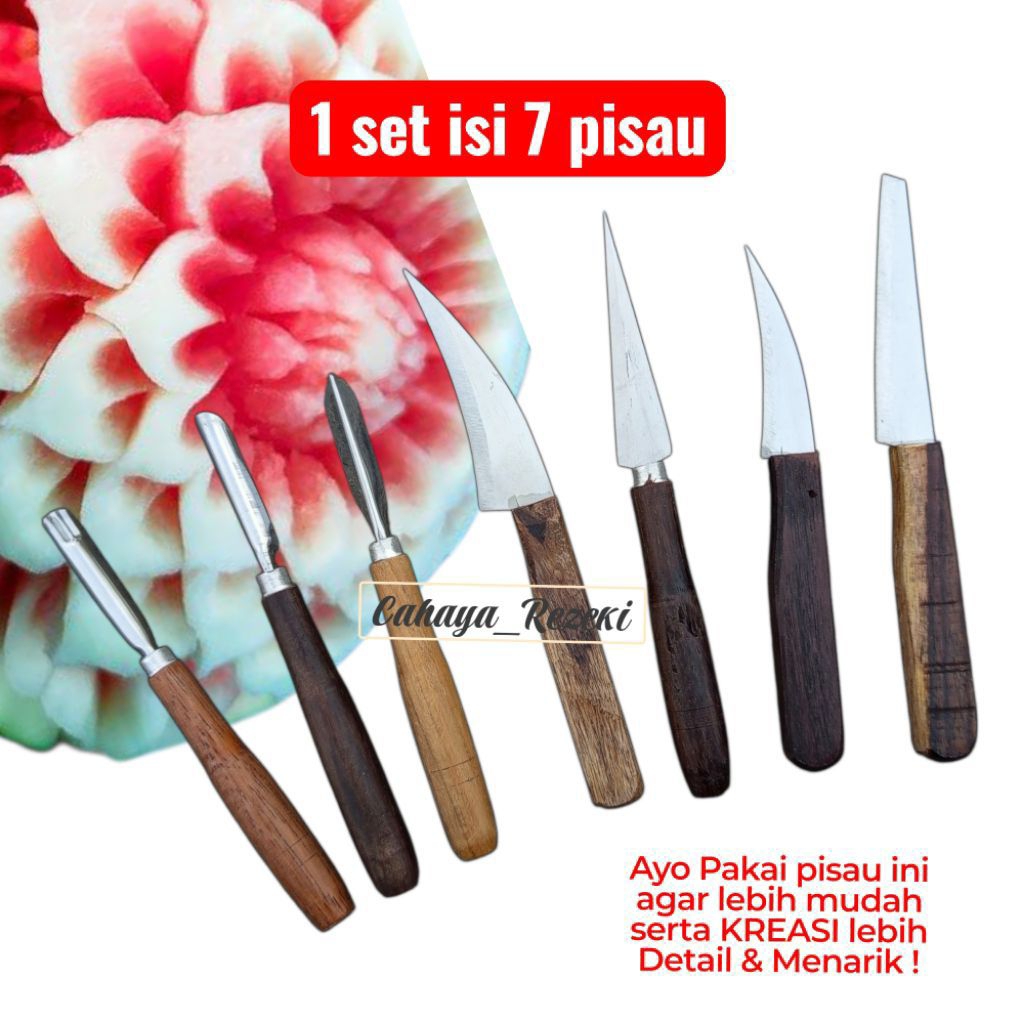 SUMBER - [ 7pcs ] Pisau Fruits Garnish | Pisau Ukir Buah steinles | Knife Fruits
