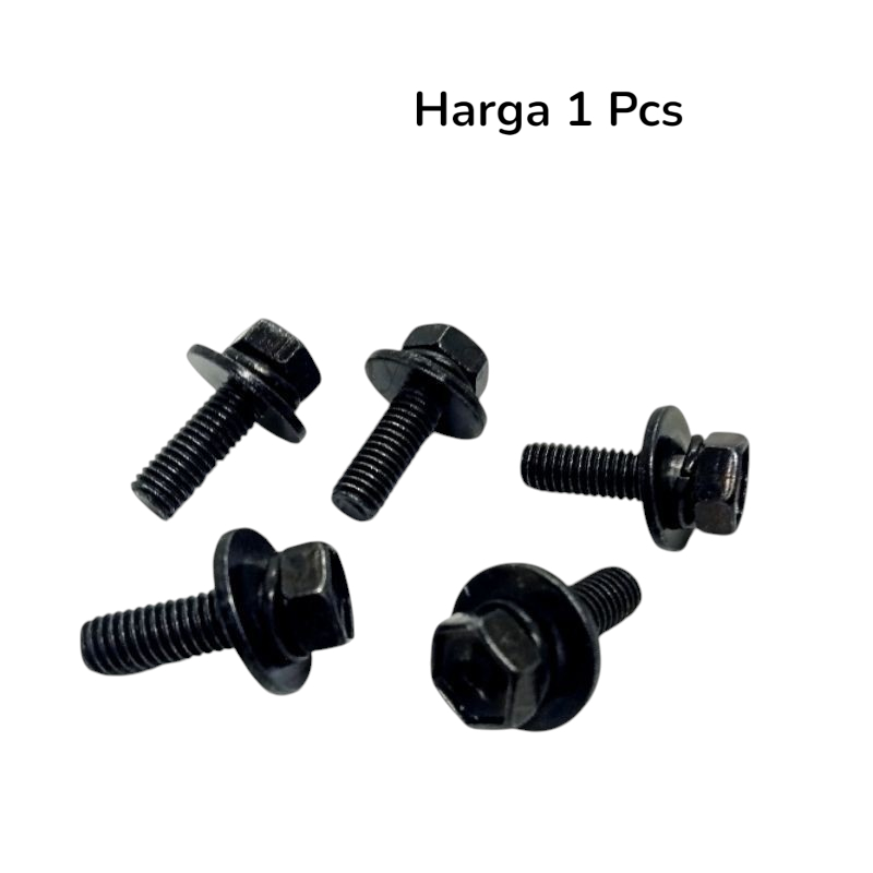 Bolt Washer 6x16 (M6x16) - Baut 10 Baja 1.6 cm Original (Ring Per & Ring Plat)