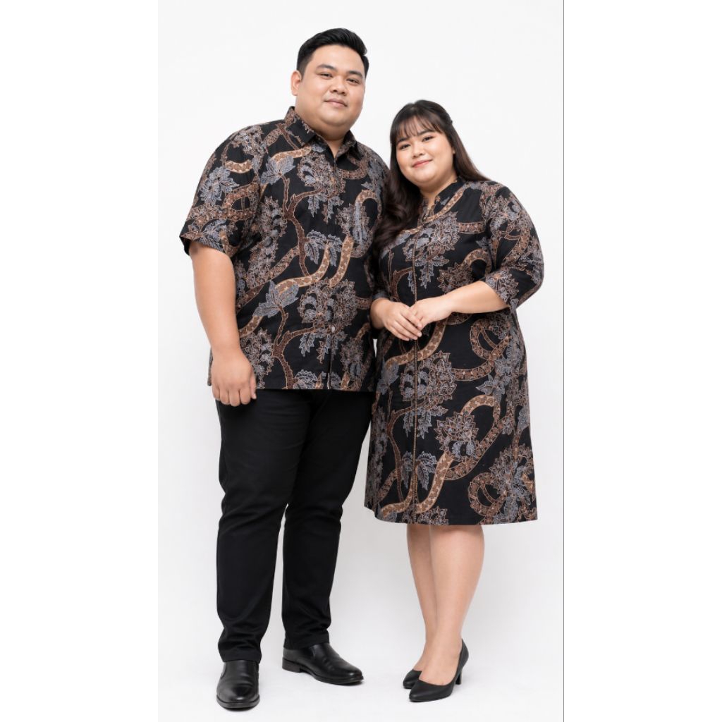 COUPLE TUNIK BATIK HITAM JUMBO SARIMBIT COUPLE TUNIK JUMBO BATIK BIG SIZE