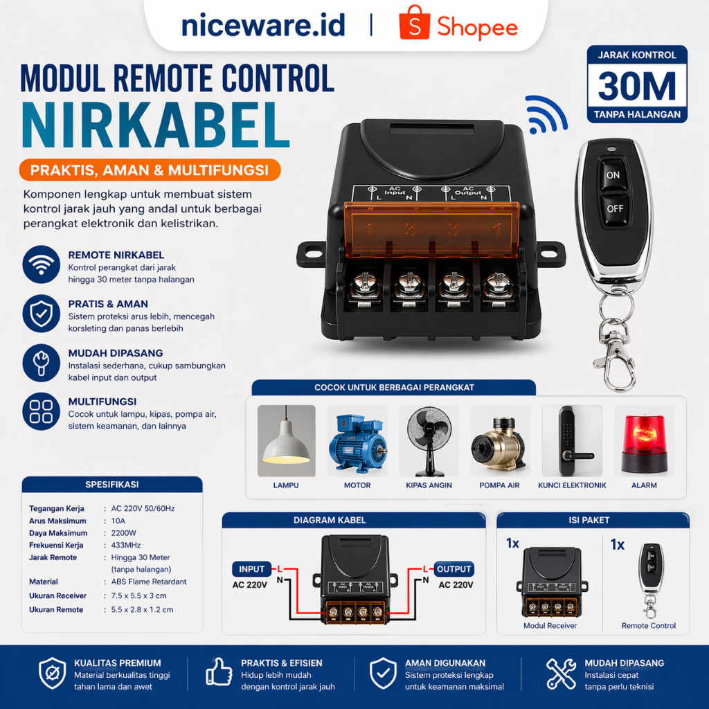 Relay Universal Wireless AC 220V – Relay Pintar Super Praktis