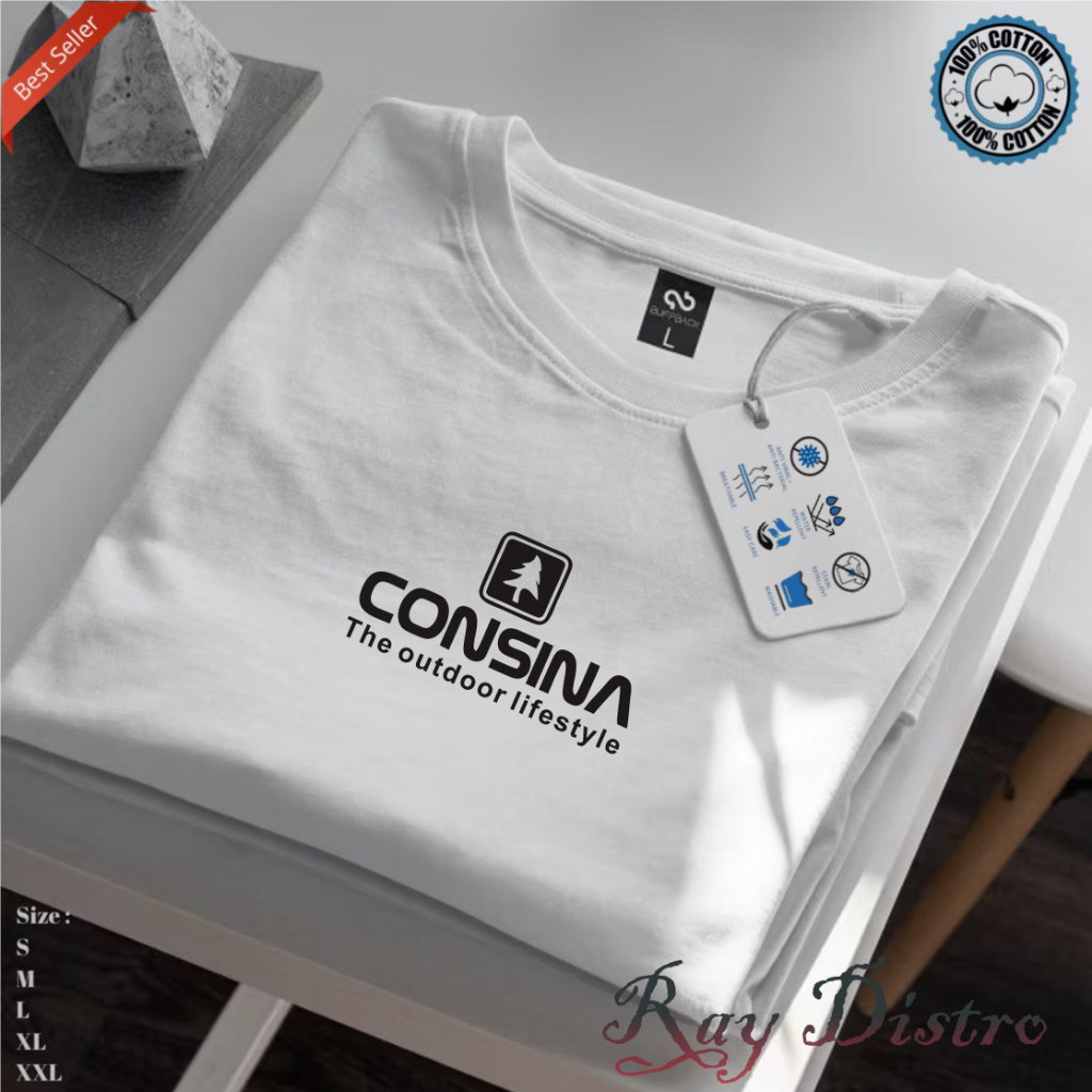 Promo Buy 1 Get Cod Kaos CONSINA Motif Black T-shirt Lengan Pendek Atasan Casual Unisex Bahan Katun 