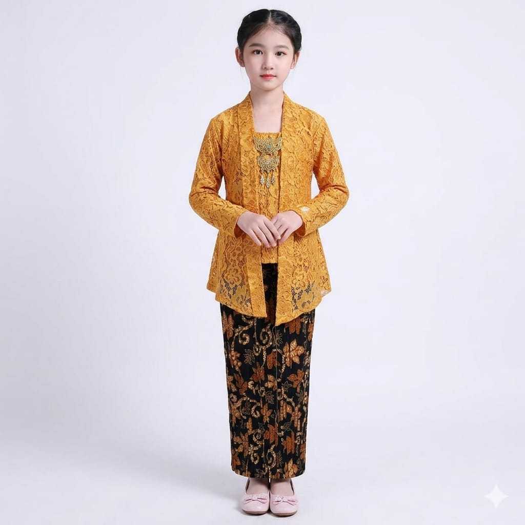 KEBAYA KUTU BARU ANAK BAHAN BROKAT PREMIUM/KEBAYA ANAK/SET KEBAYA KUTU BARU BROKAT ANAK