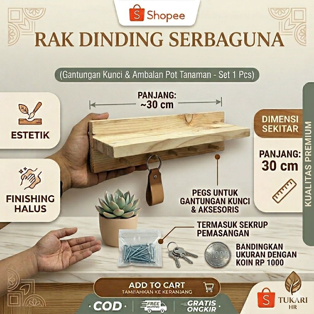RAK DINDING KAYU / RAK KUNCI / RAK POT