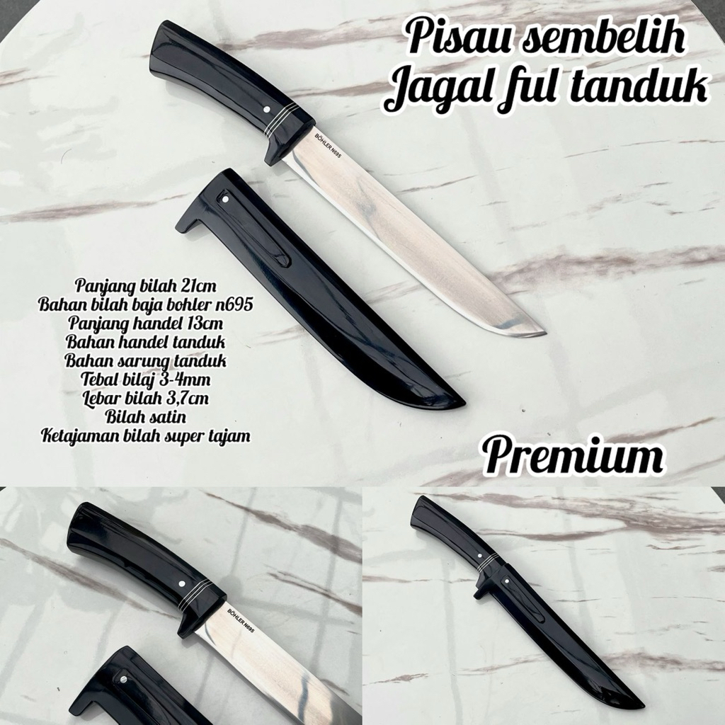 PISAU SEMBELIH JAGAL KAMBING AYAM SESET KULIT FULL TANDUK BAJA BOHLER N695 TAJAM 20 cm