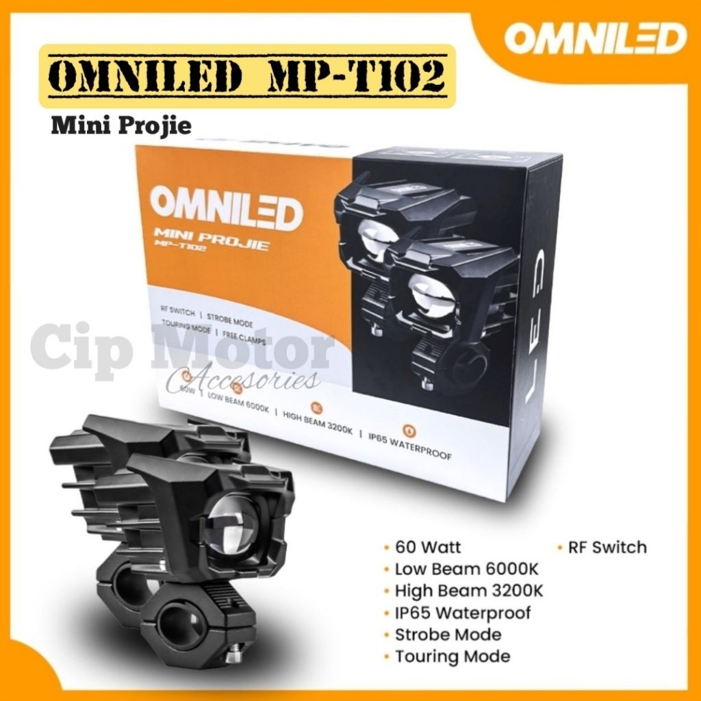 OMNILED Mini Projie MP-T102 60W Low Beam 6000K High Beam 3200K IP65 Waterproof dengan RF Switch & St