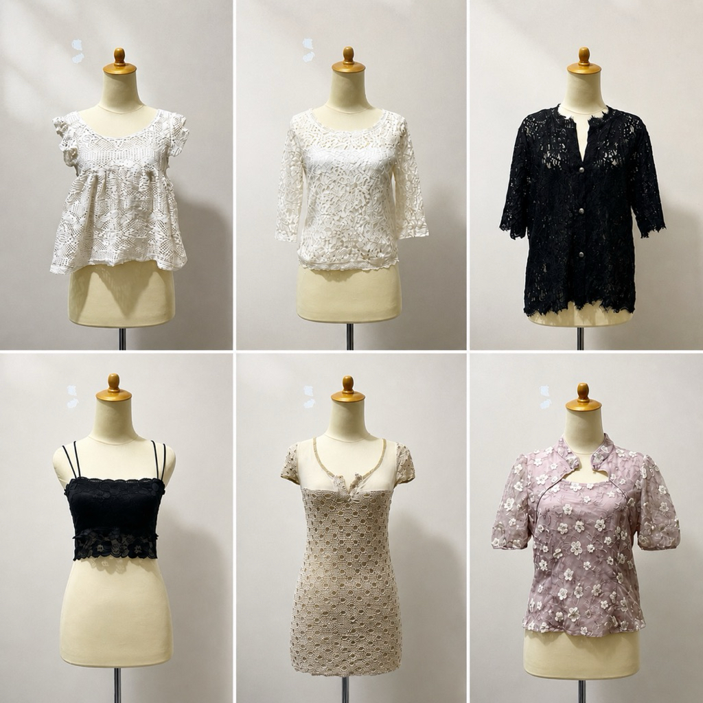 atasan lace knit cheongsam crop top kebaya