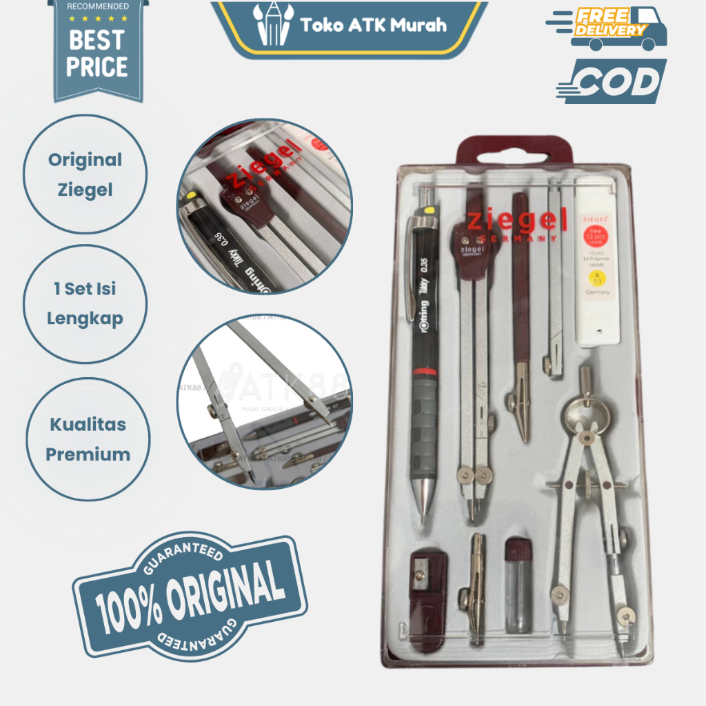 Jangka Ziegel Compass Set 3 SO3009A – Alat GambarTeknik Lengkap