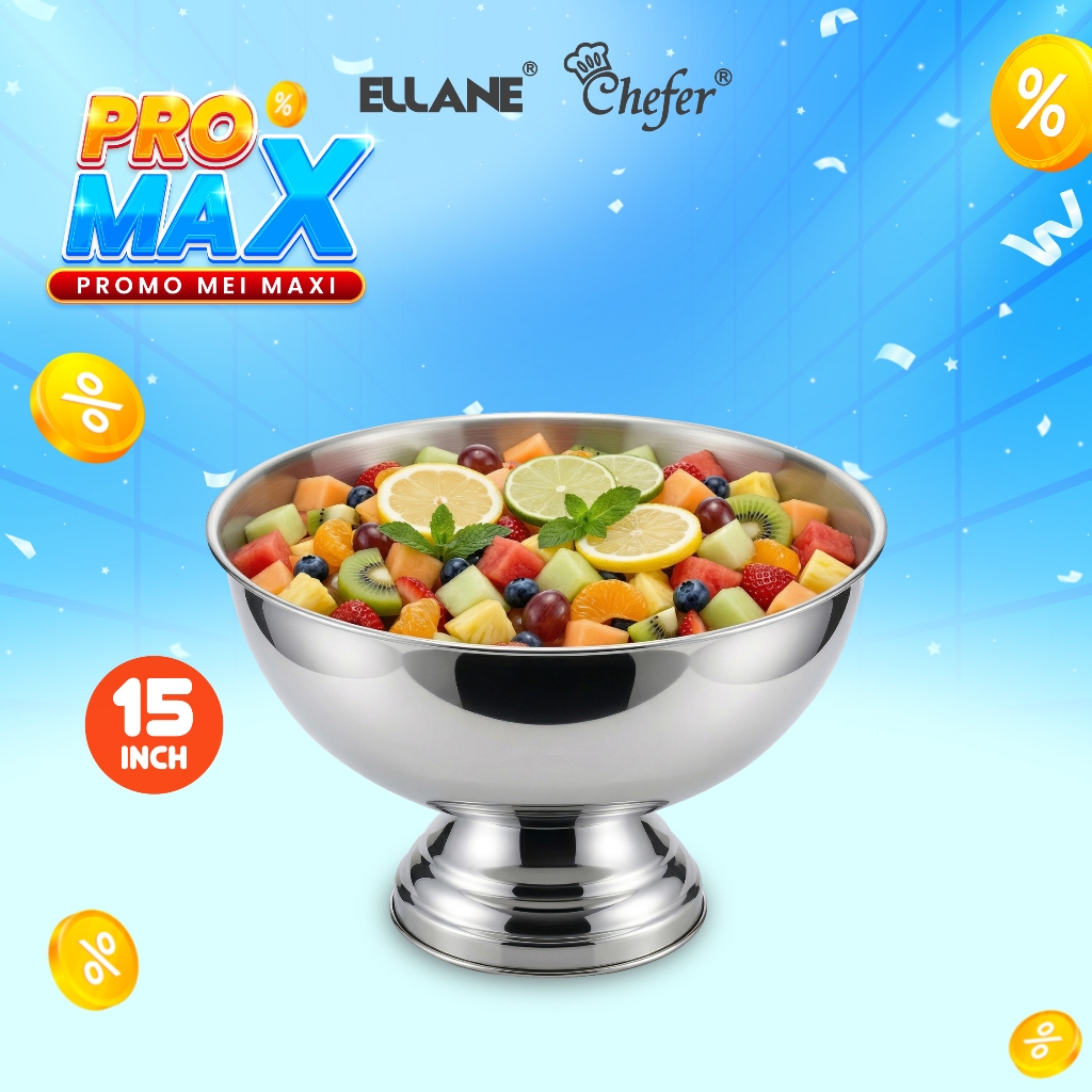 PUNCH BOWL STAINLESS STEEL / MANGKOK BESAR 15 INCH