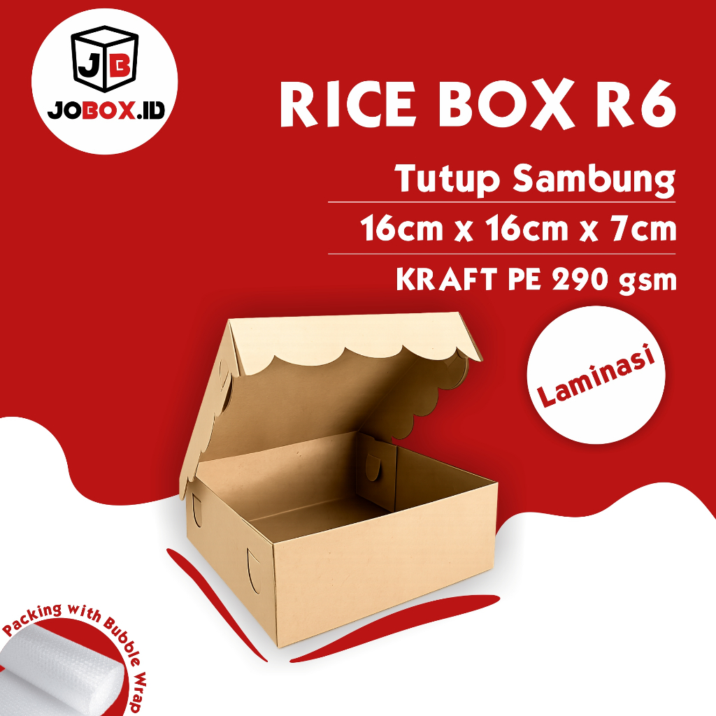Dus Nasi Kotak Nasi 16 x 16 Tutup Sambung Kraft  / Kardus Makanan / Box Nasi Kotak / Box Nasi / Kard