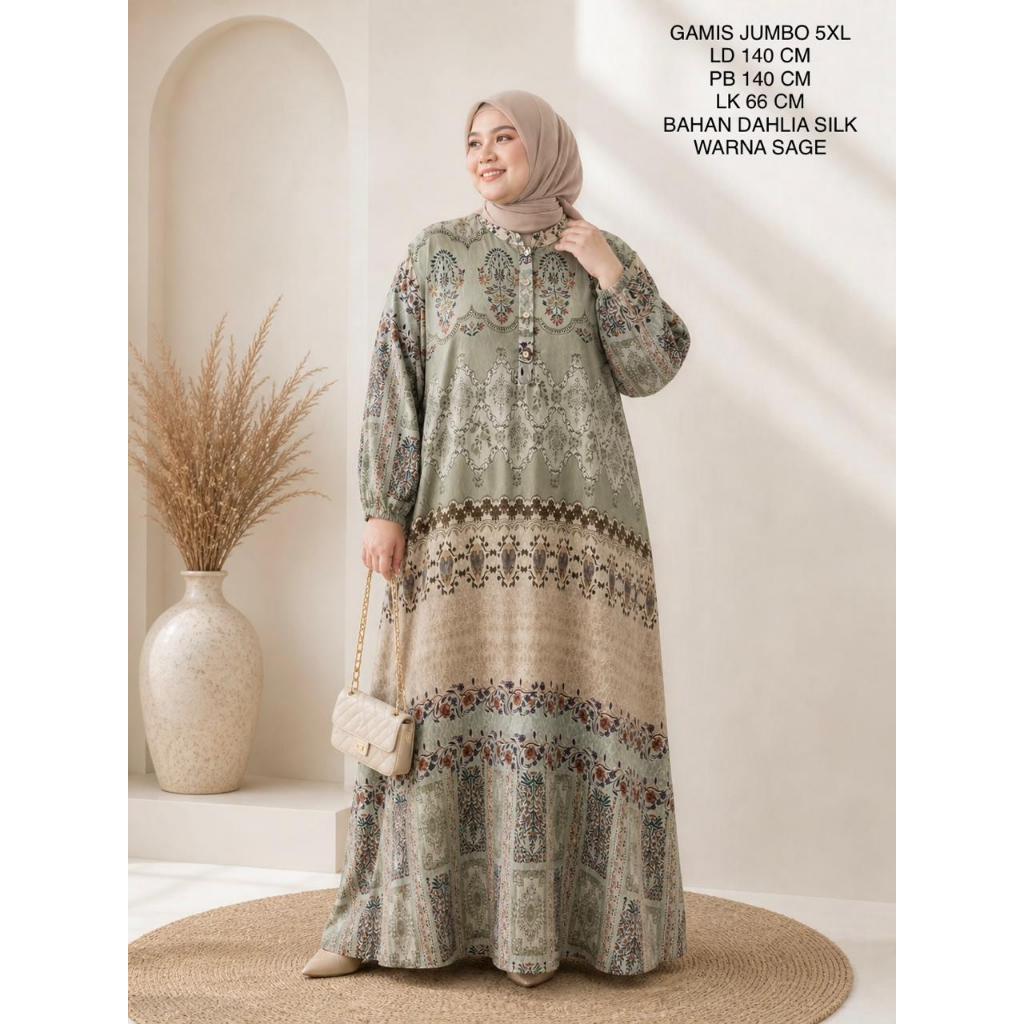 Gamis Jumbo Wanita Ld 140 Cm Motif Kekinian -  Salma Dress