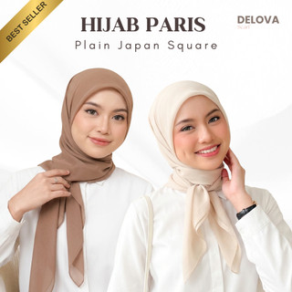 Delova Wardrobe - Paris Plain Japan Square (Hijab Segiempat Bahan Paris Japan Premium) Jahit Tepi Murah