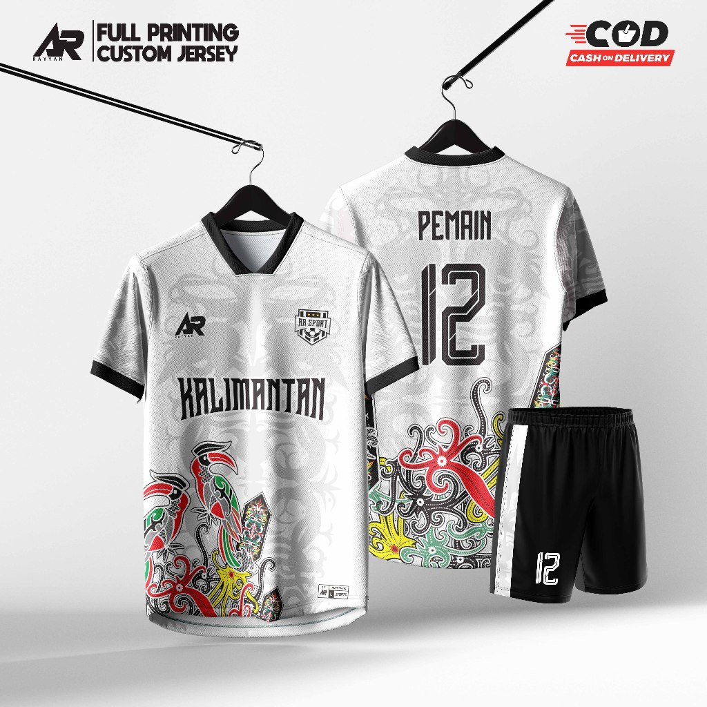 Jersey Futsal / Sepak Bola / Voly Custom Full Printing Motif Batik Kalimantan 2026 Bebas nama