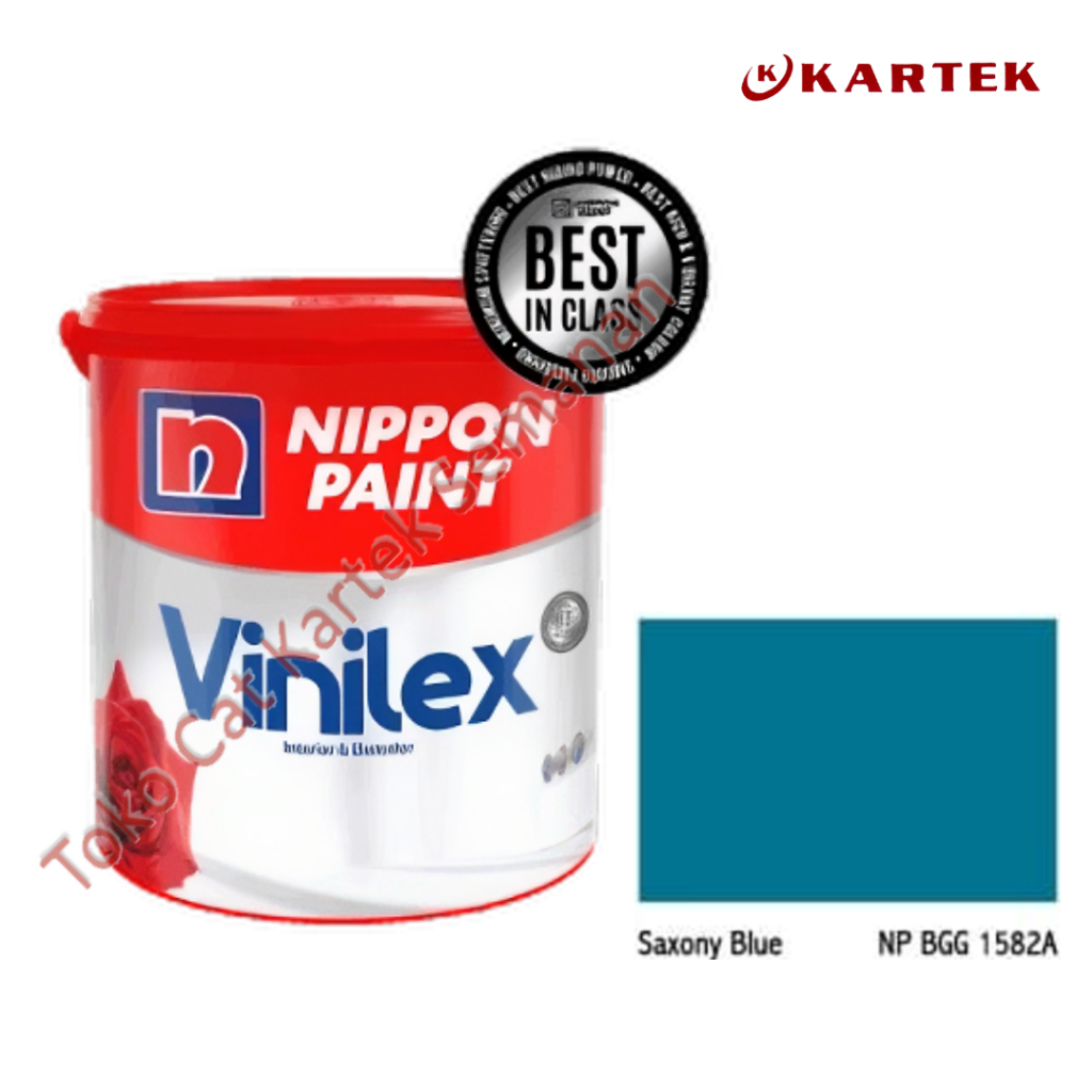 Nippon Paint Vinilex SAXONY BLUE NP BGG 1582A Cat Tembok Interior Eksterior Biru 1kg 5kg