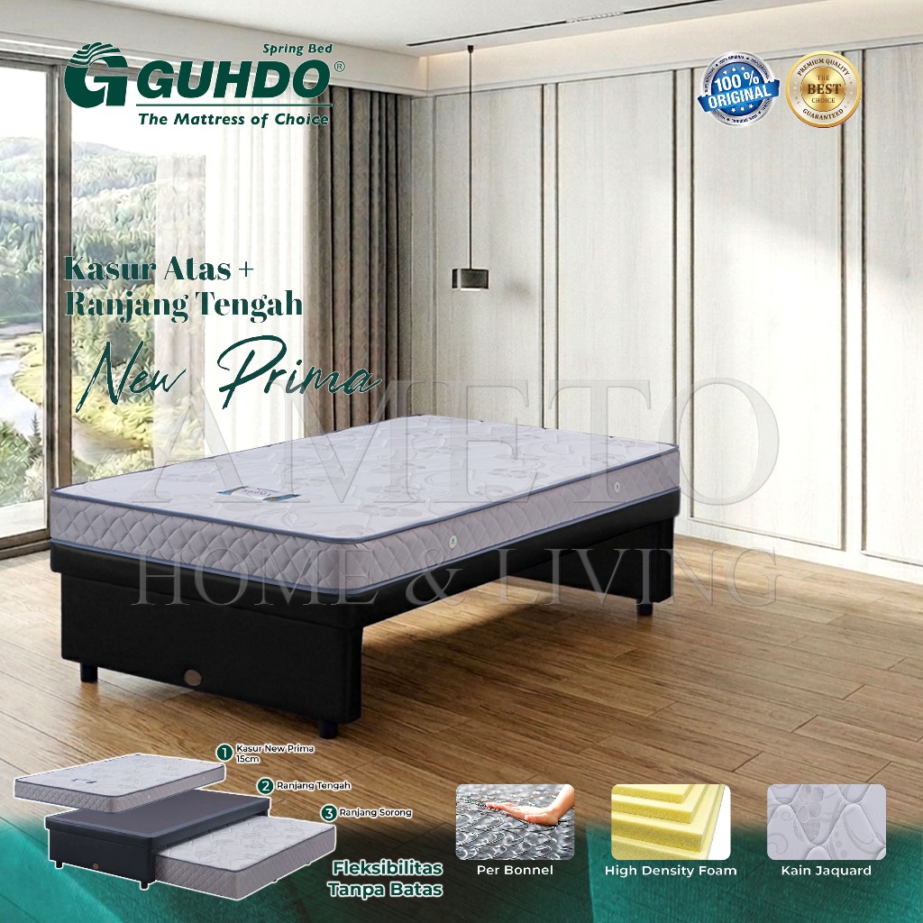 Guhdo Springbed 3 in 1 New Prima 90 100 120 140 160 180 x 200 (TANPA SANDARAN & TANPA SORONG)