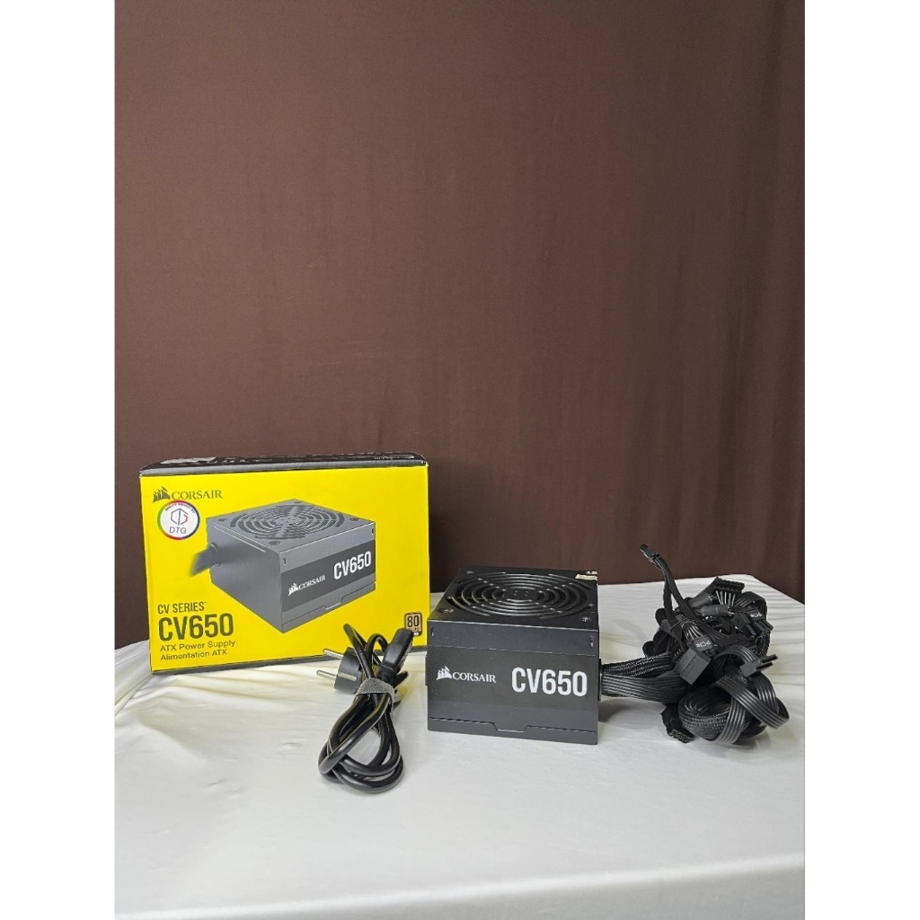 PSU Corsair CV650 650W 80 Plus Bronze ATX Power Supply Fullset Box Second Mulus