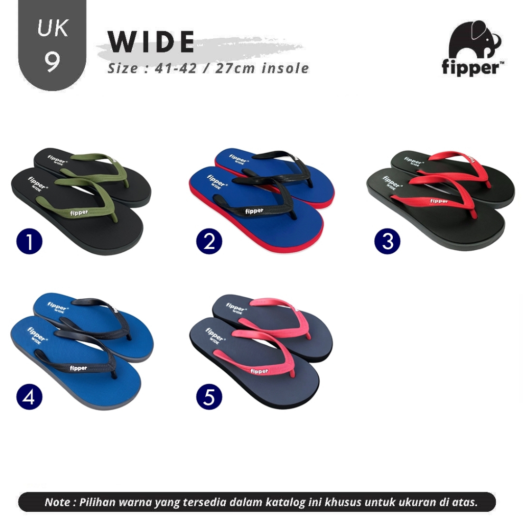 Fipper Wide Sandal Jepit Pria UK 9 (Size 41-42)