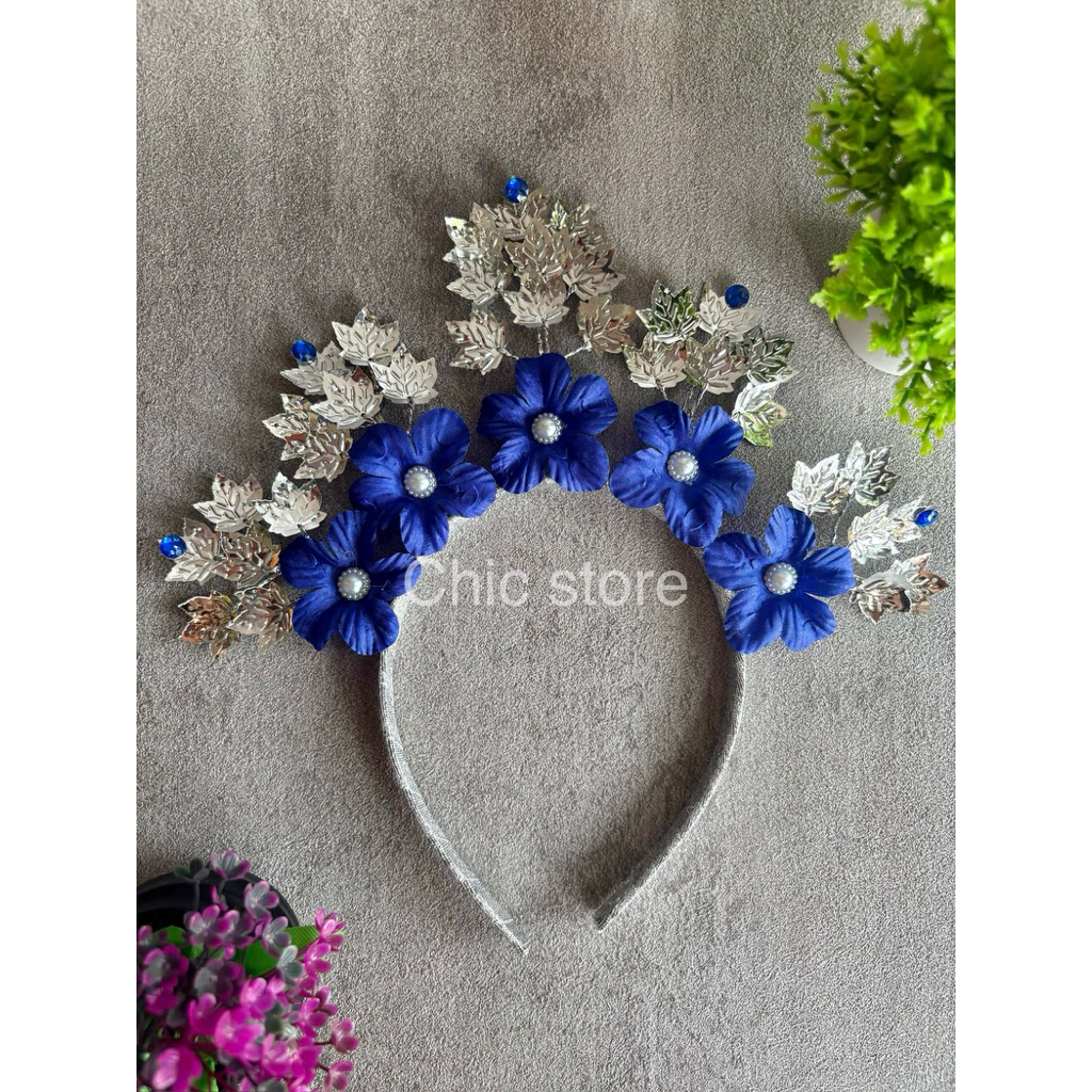 Mahkota Bando Bunga Sakura Biru Anak Dan Dewasa