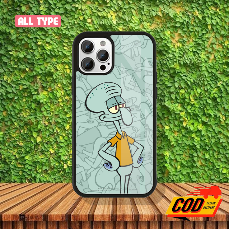 [MOTIF SQUIDWARD] Case Glossy 2D/Hardcase Untuk Semua Type HP IP, Xiaomi, Oppo, Vivo, Infinix, Smsng