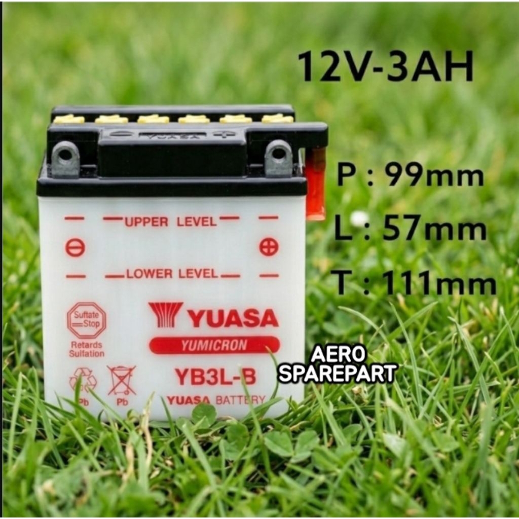 AKI ACCU YUASA YB3LB 12V - 3AH BASAH ( 12 VOLT - 3 AMPERE )