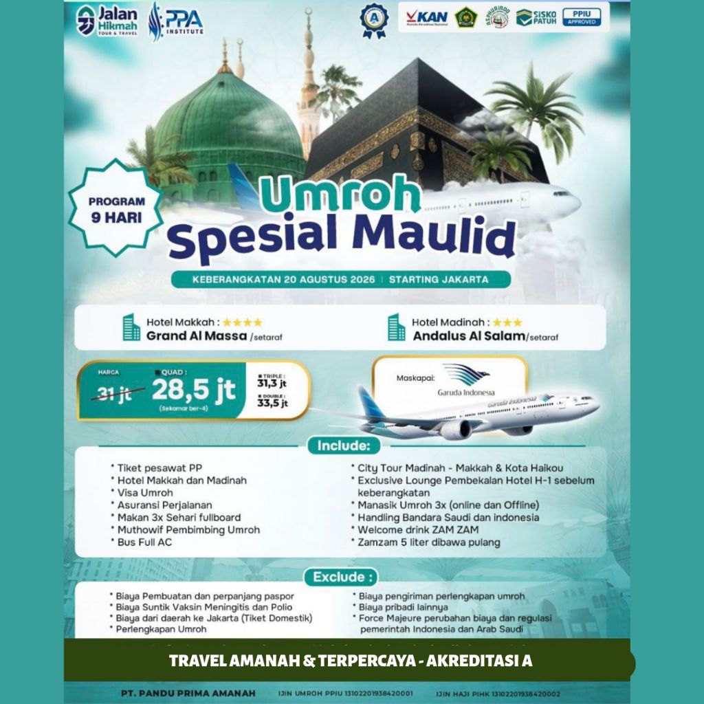 Paket DP Umroh Hemat Umroh Akbar Reguler Perlengkapan Haji Umroh Plus Hainan