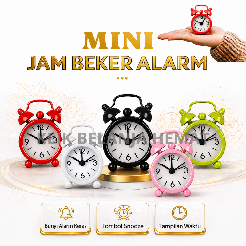 JAM ALARM BEKER MINI/JAM MINI/JAM MEJA/JAM ANALOG/JAM ALARM MINI