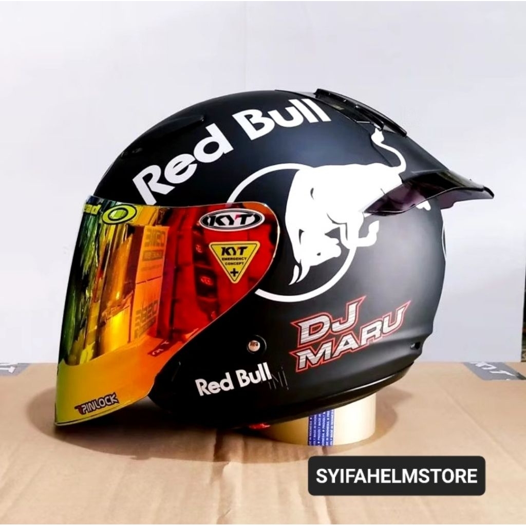 Helm Half Face Kyt Dj Maru Solid Polos Redbull Original