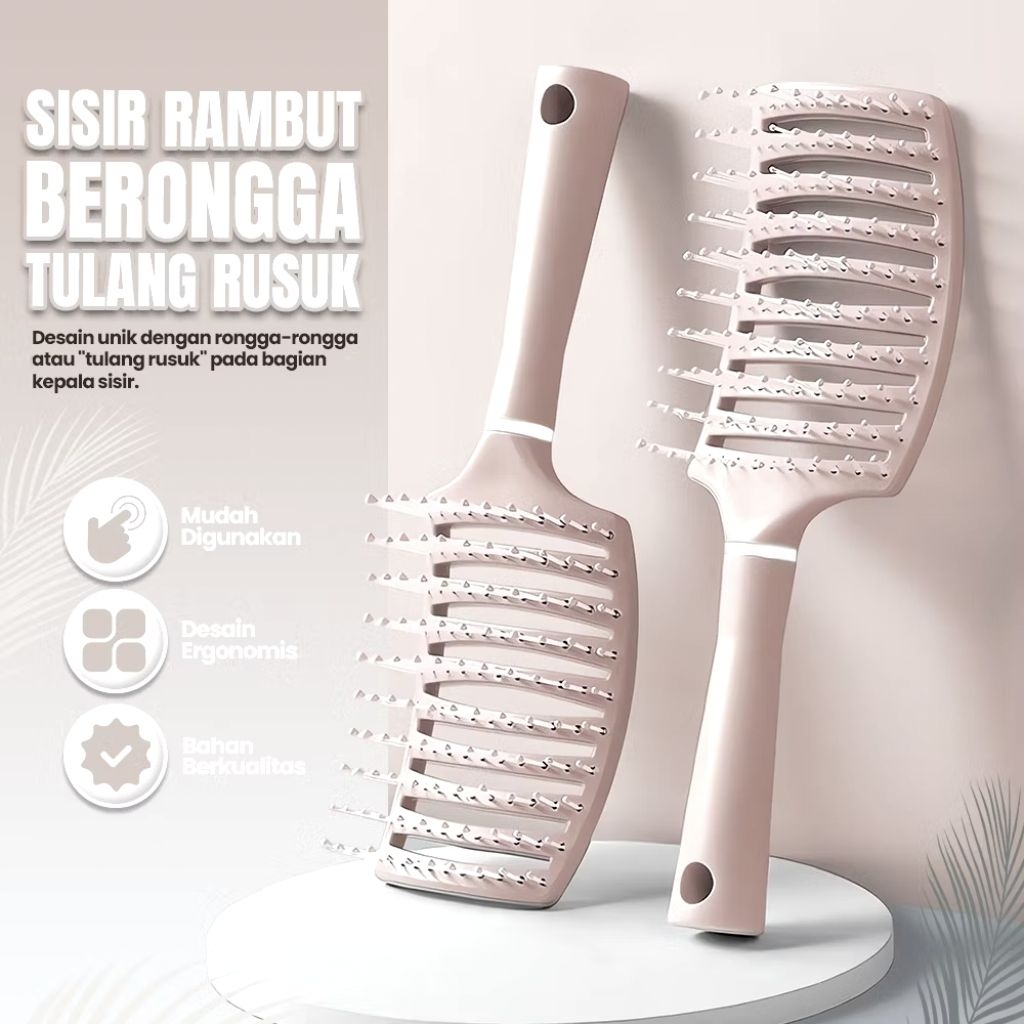 Sisir tulang rusuk berbulu merah muda sakura, sisir tulang rusuk tengkorak tinggi, sisir rambut keri