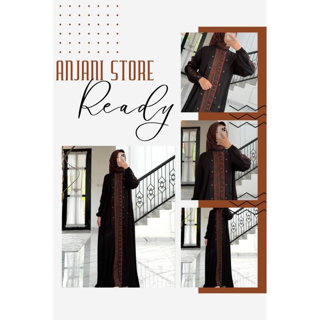 ANJANI STORE GAMIS TWILL MEI SERIES SET HIJAB HITAM