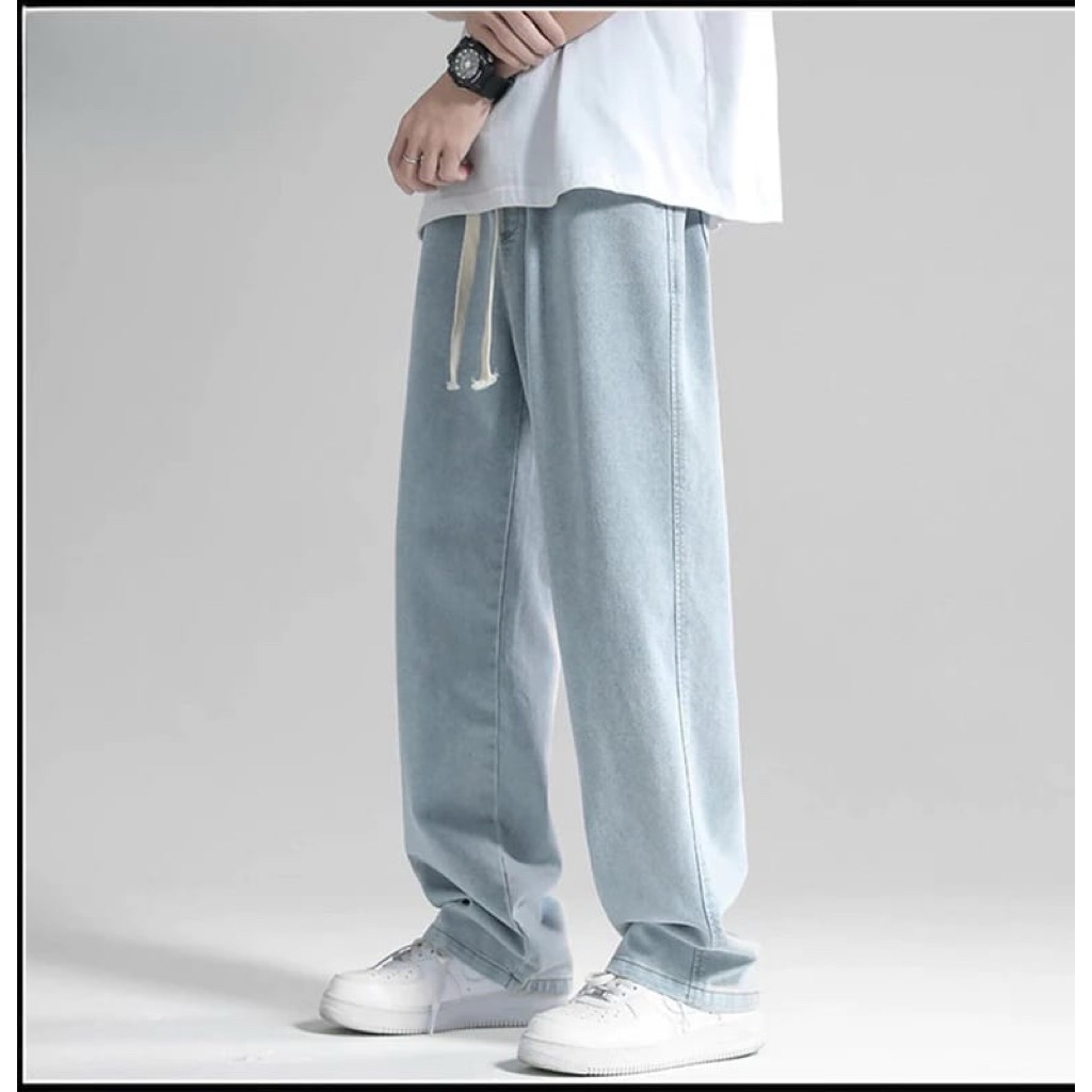 Celana Jeans Pria Baggy Pants Gombrong Oversize Loose Straight Kulot Boyfriend Jeans Longgar Bahan T