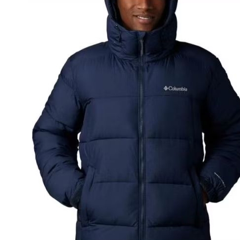 COLUMBIA MEN’S PIKE LAKE™ OMNI-HEAT PUFFER HOODED JACKET – DARK NAVY