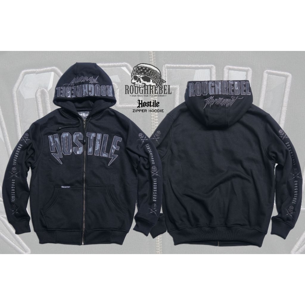 HOSTILE HOOD Zipper Hoodie Tebal - ROUGHREBEL 2026